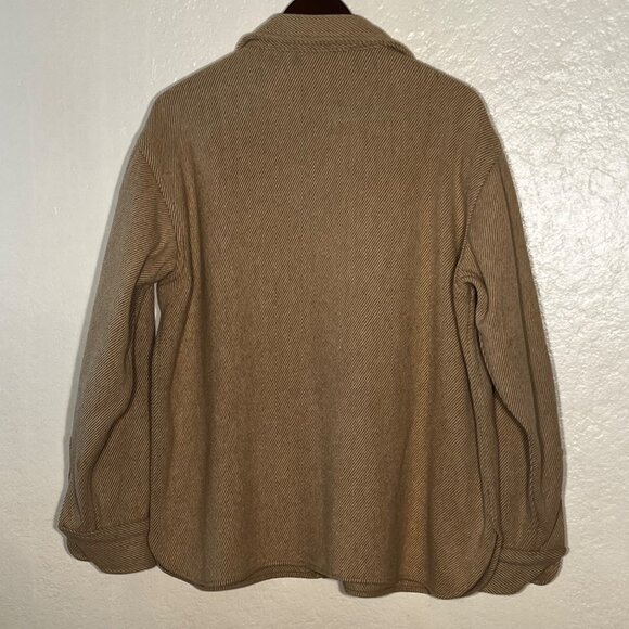 VGT 1980s Woolrich Beige Herringbone Wool Shacket XL Made In USA Outdoorsman - Picture 3 of 9